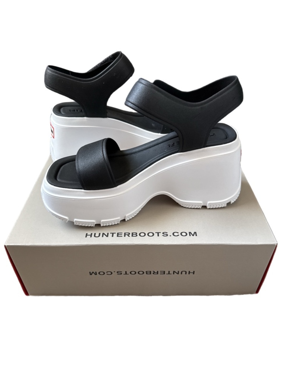 Hunter Abel Platform Wedge Sandals Black
